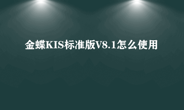 金蝶KIS标准版V8.1怎么使用