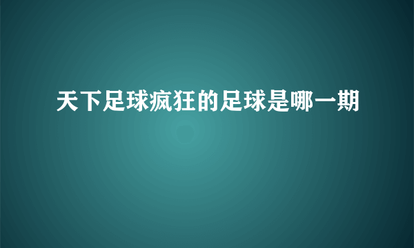 天下足球疯狂的足球是哪一期