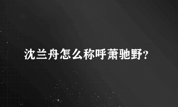 沈兰舟怎么称呼萧驰野？