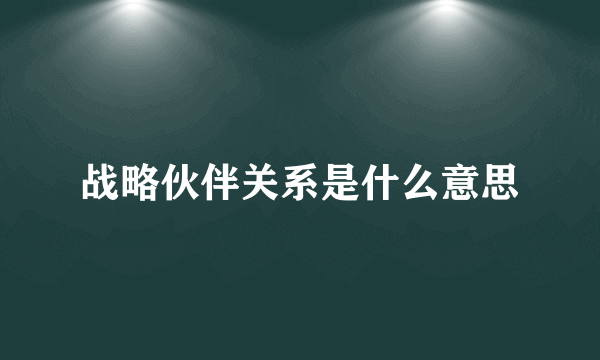 战略伙伴关系是什么意思