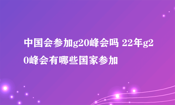 中国会参加g20峰会吗 22年g20峰会有哪些国家参加