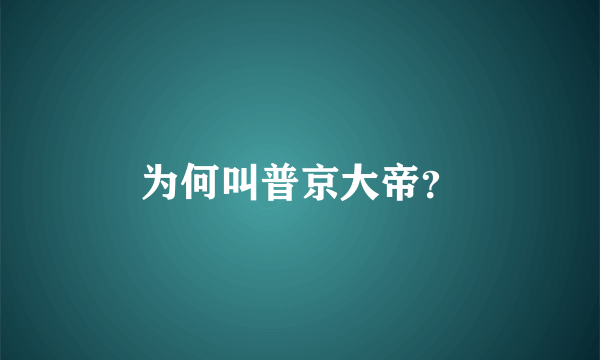 为何叫普京大帝？