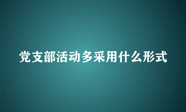 党支部活动多采用什么形式