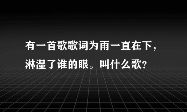 有一首歌歌词为雨一直在下，淋湿了谁的眼。叫什么歌？