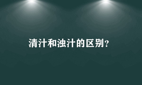 清汁和浊汁的区别？