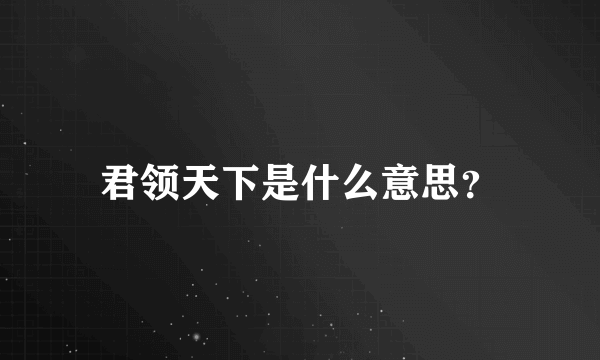 君领天下是什么意思？