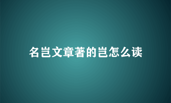 名岂文章著的岂怎么读