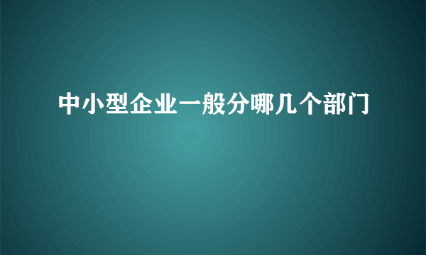 中小型企业一般分哪几个部门