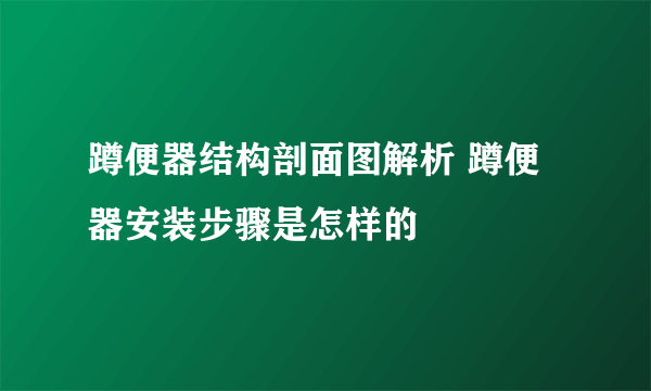 蹲便器结构剖面图解析 蹲便器安装步骤是怎样的