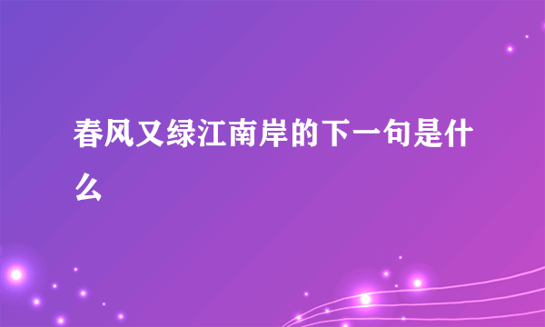 春风又绿江南岸的下一句是什么