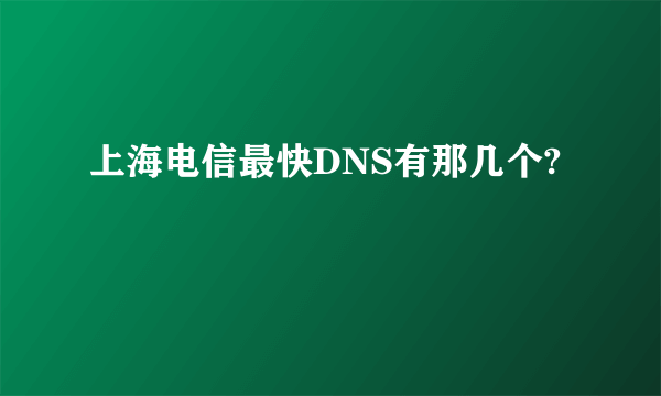 上海电信最快DNS有那几个?