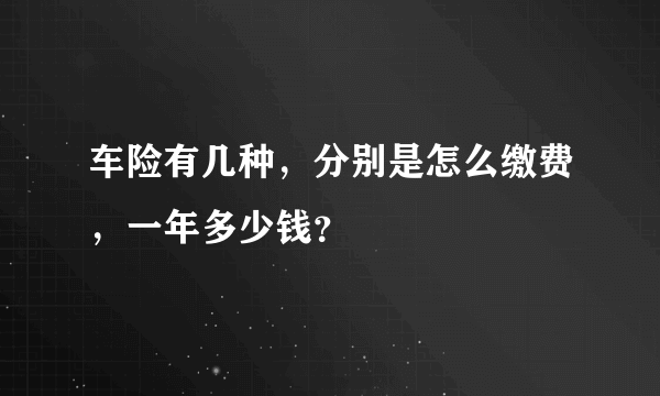 车险有几种，分别是怎么缴费，一年多少钱？