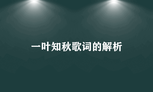 一叶知秋歌词的解析