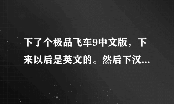 下了个极品飞车9中文版，下来以后是英文的。然后下汉化补丁，安装补丁说我没安装极品飞车9英文版