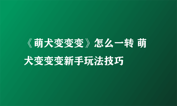 《萌犬变变变》怎么一转 萌犬变变变新手玩法技巧