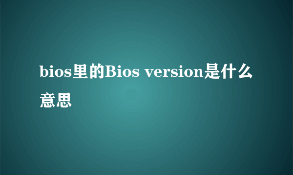 bios里的Bios version是什么意思