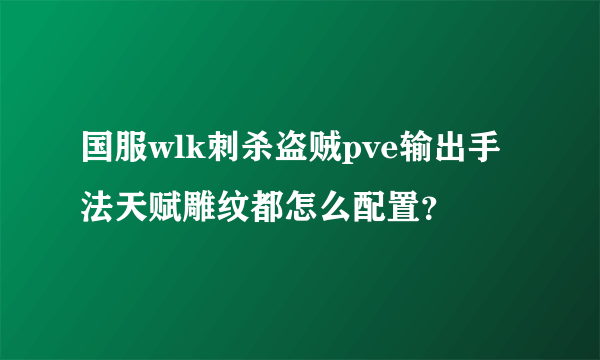 国服wlk刺杀盗贼pve输出手法天赋雕纹都怎么配置？