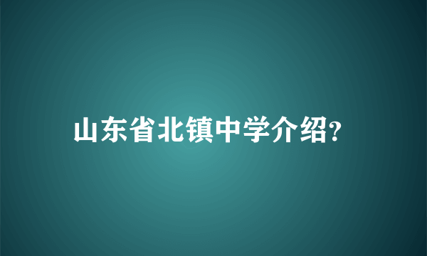 山东省北镇中学介绍？