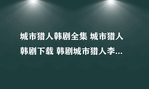 城市猎人韩剧全集 城市猎人韩剧下载 韩剧城市猎人李民浩全集中字