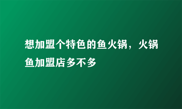 想加盟个特色的鱼火锅，火锅鱼加盟店多不多