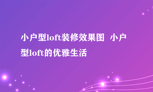 小户型loft装修效果图  小户型loft的优雅生活