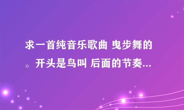 求一首纯音乐歌曲 曳步舞的。开头是鸟叫 后面的节奏很欢快 貌似以前有在广告里出现过 （节奏大概是